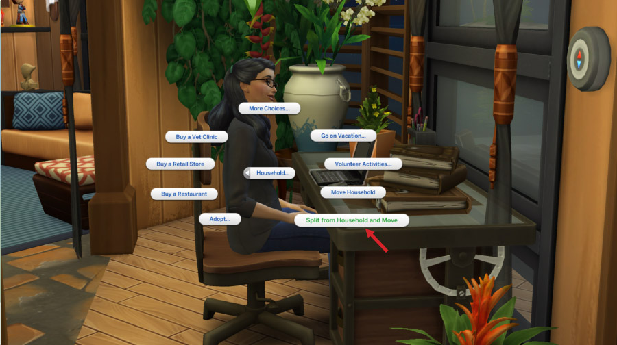 Sims 4-split household using computer
