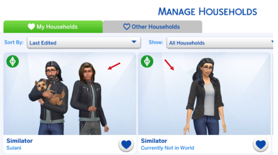 Two new households in "My Households"