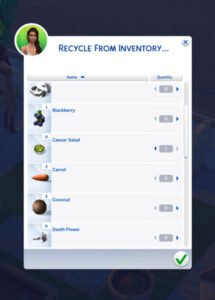 choose the dirty dish &/or the trash from inventory to recycle