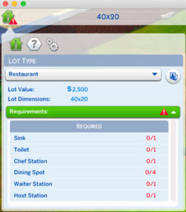 restaurant required build & buy items
