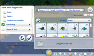 "Filter Items"(Example: "Gardening" selected